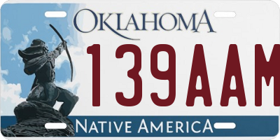 OK license plate 139AAM