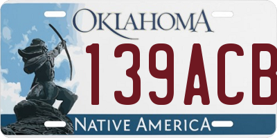 OK license plate 139ACB