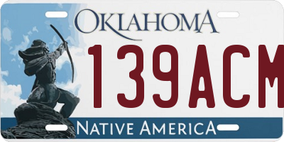 OK license plate 139ACM
