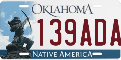 OK license plate 139ADA