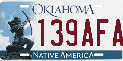 OK license plate 139AFA