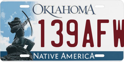 OK license plate 139AFW
