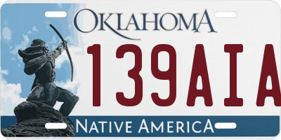 OK license plate 139AIA