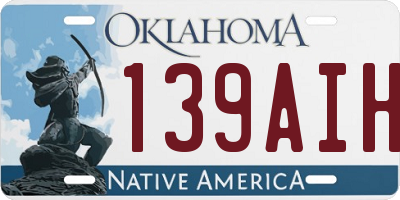 OK license plate 139AIH