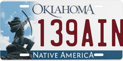 OK license plate 139AIN