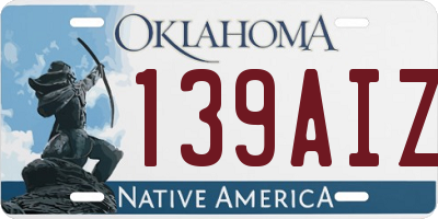 OK license plate 139AIZ