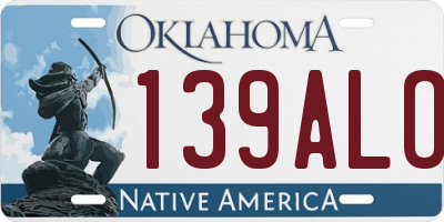 OK license plate 139ALO