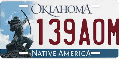 OK license plate 139AOM