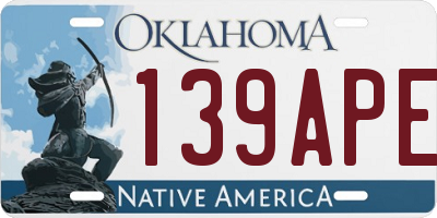 OK license plate 139APE