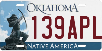 OK license plate 139APL