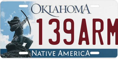 OK license plate 139ARM