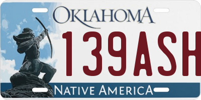 OK license plate 139ASH