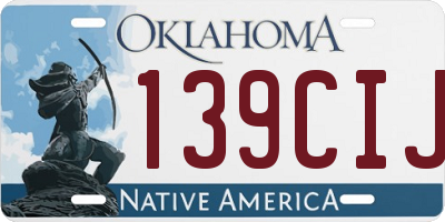OK license plate 139CIJ