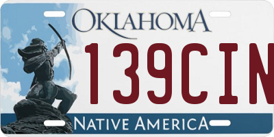 OK license plate 139CIN