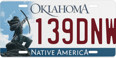 OK license plate 139DNW