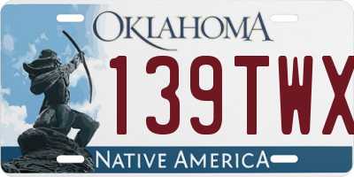 OK license plate 139TWX
