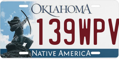OK license plate 139WPV