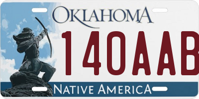 OK license plate 140AAB
