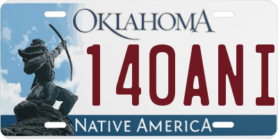 OK license plate 140ANI