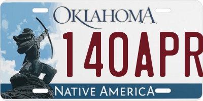 OK license plate 140APR