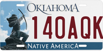 OK license plate 140AQK
