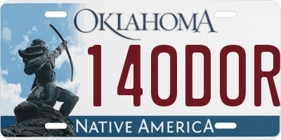 OK license plate 140DOR