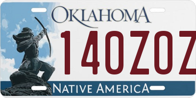 OK license plate 140ZOZ