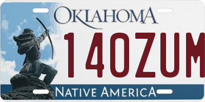 OK license plate 140ZUM