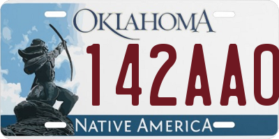 OK license plate 142AAO