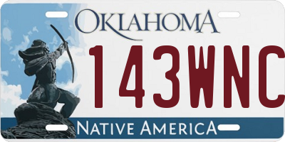 OK license plate 143WNC