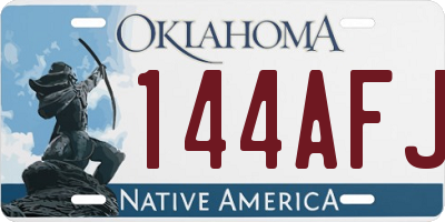 OK license plate 144AFJ