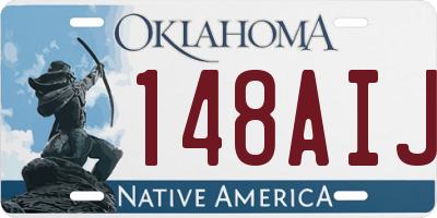 OK license plate 148AIJ
