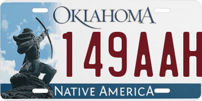 OK license plate 149AAH