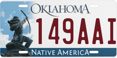 OK license plate 149AAI