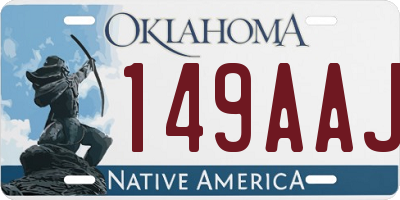 OK license plate 149AAJ