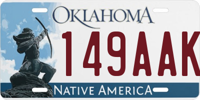 OK license plate 149AAK