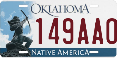 OK license plate 149AAO