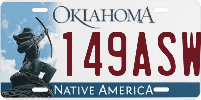 OK license plate 149ASW