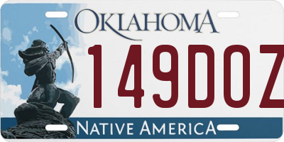 OK license plate 149DOZ