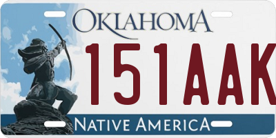 OK license plate 151AAK