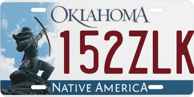 OK license plate 152ZLK