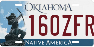 OK license plate 160ZFR