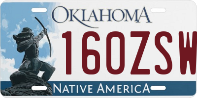 OK license plate 160ZSW