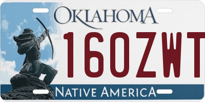 OK license plate 160ZWT