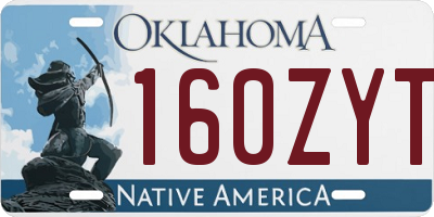 OK license plate 160ZYT