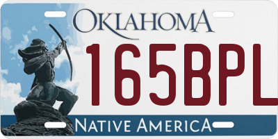 OK license plate 165BPL