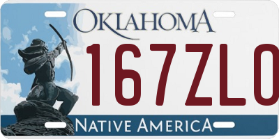 OK license plate 167ZLO