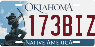 OK license plate 173BIZ