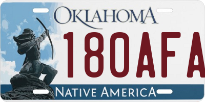 OK license plate 180AFA
