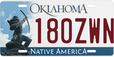 OK license plate 180ZWN